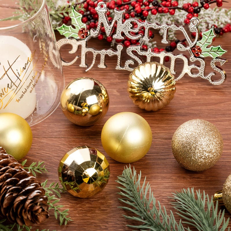 XmasExp 24ct Christmas Ball Ornaments Shatterproof Christmas Ornaments Set Decorations for Xmas Tree Balls 40mm/1.57  (1.57''  Gold) - Image 3